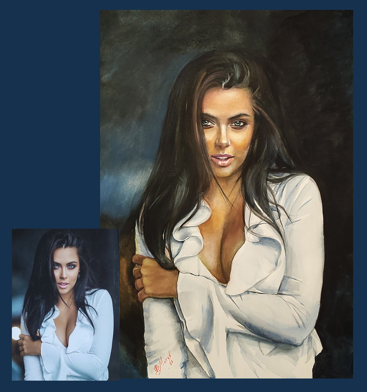 Watercolor portrait - 50x70 cm